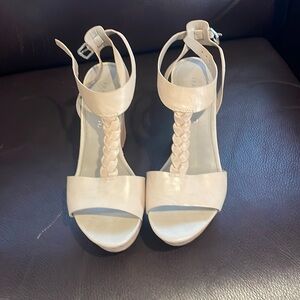 Franco Sarto Cork Wedge Beige Sandals- Size 7.5